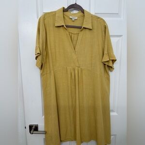 Umgee Mustard Linen Blend Tunic Dress 2X